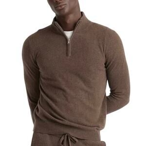 EUC Quince Men’s Brown Mongolian Cashmere Quarter Zip Sweater Luxury Medium